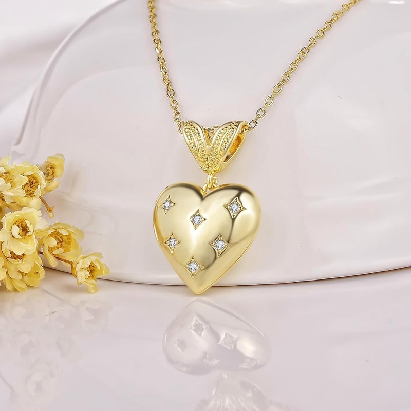 YOUFENG Love Heart Locket Necklace that Holds Pictures Photo Locket Birthday Gifts - Image 2